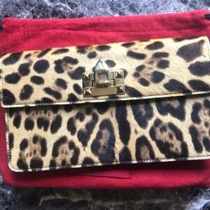 Valentino wristlet with strap Leopard and Brown leather